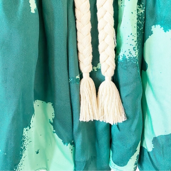 ALEXIS x Target Green Puff Sleeve Rope Belt Mini Dress Sz XS - Picture 11 of 12